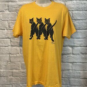 Vintage 80s Floria Designs Screen Stars Gold Cats Graphic T Shirt XL USA